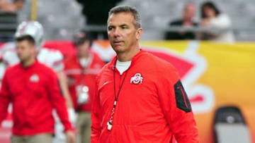 Jan 1, 2016; Glendale, AZ, USA; Ohio State Buckeyes head coach Urban Meyer looks on prior to the game against the Notre Dame Fighting Irish in the 2016 Fiesta Bowl at University of Phoenix Stadium. Mandatory Credit: Matt Kartozian-USA TODAY Sports