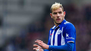 EIBAR, SPAIN - DECEMBER 11: Theo Hernandez of Deportivo Alaves reacts during the La Liga match between SD Eibar and Deportivo Alaves at Ipurua Municipal Stadium on December 11, 2016 in Eibar, Spain. (Photo by Juan Manuel Serrano Arce/Getty Images)