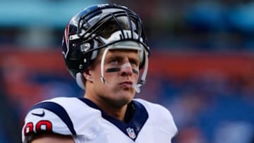 Aug 23, 2014; Denver, CO, USA; Houston Texans defensive end J.J. Watt (99) before the game against the Denver Broncos at Sports Authority Field at Mile High. Mandatory Credit: Isaiah J. Downing-USA TODAY Sports