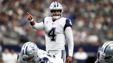 ARLINGTON, TEXAS - SEPTEMBER 22: Dak Prescott #4 of the Dallas Cowboys at AT&T Stadium on September 22, 2019 in Arlington, Texas. (Photo by Ronald Martinez/Getty Images)
