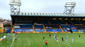 KILMARNOCK, SCOTLAND - NOVEMBER 01: James Tavernier of Rangers scores a penalty for his team's first goal during the Ladbrokes Scottish Premiership match between Kilmarnock and Rangers at Rugby Park on November 01, 2020 in Kilmarnock, Scotland. Sporting stadiums around the UK remain under strict restrictions due to the Coronavirus Pandemic as Government social distancing laws prohibit fans inside venues resulting in games being played behind closed doors. (Photo by Mark Runnacles/Getty Images)