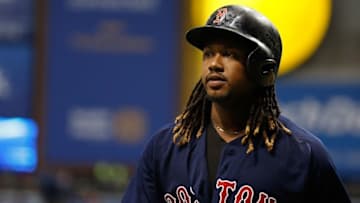 Sep 23, 2016; St. Petersburg, FL, USA; Boston Red Sox first baseman Hanley Ramirez (13) at bat against the Tampa Bay Rays at Tropicana Field. Mandatory Credit: Kim Klement-USA TODAY Sports