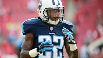 Sep 13, 2015; Tampa, FL, USA; Tennessee Titans running back Dexter McCluster (22) works out prior to the game at Raymond James Stadium. Mandatory Credit: Kim Klement-USA TODAY Sports