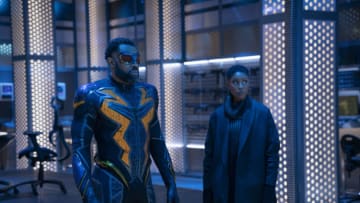Black Lightning -- "The Book of Ruin: Chapter One" -- Image Number: BLK405a_0159r.jpg -- Pictured (L-R): Cress WIlliams as Black Lightning and Christine Adams as Lynn -- Photo: Bob Mahoney/The CW -- © 2021 The CW Network, LLC. All rights reserved.