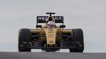Oct 23, 2016; Austin, TX, USA; Renault Sport driver Kevin Magnussen (20) of Denmark drives during the United States Grand Prix at the Circuit of the Americas. Mandatory Credit: Jerome Miron-USA TODAY Sports