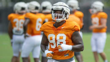 Tennessee defensive lineman Aubrey Solomon (98) at football practice on Thursday, August 8, 2019.Kns Vols Romanharrison