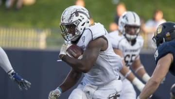 Oct 15, 2016; Akron, OH, USA; Western Michigan Broncos running back Jarvion Franklin (31) runs the ball during the third quarter in the game against the Akron Zips at InfoCision Stadium. Western Michigan Broncos won 41-0. Mandatory Credit: Jason Mowry-USA TODAY Sports