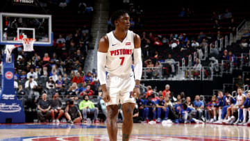 DETROIT, MI - OCTOBER 10: Stanley Johnson #7 of the Detroit Pistons looks on against the Washington Wizards during a pre-season game on October 10, 2018 at Little Caesars Arena in Detroit, Michigan. NOTE TO USER: User expressly acknowledges and agrees that, by downloading and/or using this photograph, User is consenting to the terms and conditions of the Getty Images License Agreement. Mandatory Copyright Notice: Copyright 2018 NBAE (Photo by Brian Sevald/NBAE via Getty Images)