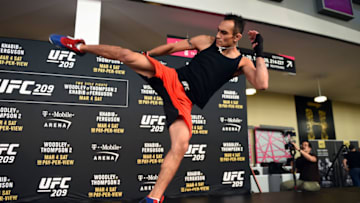 LAS VEGAS, NV - MARCH 01: Tony Ferguson holds an open workout for fans and media inside T-Mobile Arena on March 1, 2017 in Las Vegas, Nevada. (Photo by Jeff Bottari/Zuffa LLC/Zuffa LLC via Getty Images)