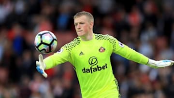 LONDON, ENGLAND - MAY 16: Jordan Pickford of Sunderland kick the ball during the Premier League match between Arsenal and Sunderland at Emirates Stadium on May 16, 2017 in London, England. (Photo by Richard Heathcote/Getty Images)
