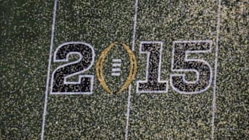 Jan 12, 2015; Arlington, TX, USA; A general view of the confetti on the field following the Ohio State Buckeyes win against the Oregon Ducks 42-20 in the 2015 CFP National Championship Game at AT&T Stadium. Mandatory Credit: Kyle Terada-USA TODAY Sports