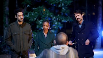 FOUND -- "Missing While Addicted" Episode 106 -- Pictured: (l-r) Karan Oberoi as Dahn Rana, Shanola Hampton as Gabi Mosely, Brett Dalton as Detective Mark Trent -- (Photo by: Matt Miller/NBC)