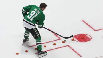 Jan 30, 2016; Nashville, TN, USA; Central Division forward Tyler Seguin (91) of the Dallas Stars during the skills challenge relay during the 2016 NHL All Star Game Skills Competition at Bridgestone Arena. Mandatory Credit: Aaron Doster-USA TODAY Sports