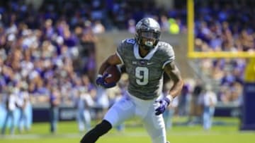 Sep 12, 2015; Fort Worth, TX, USA; TCU Horned Frogs wide receiver Josh Doctson (9) during the game against the Stephen F. Austin Lumberjacks at Amon G. Carter Stadium. Mandatory Credit: Kevin Jairaj-USA TODAY Sports