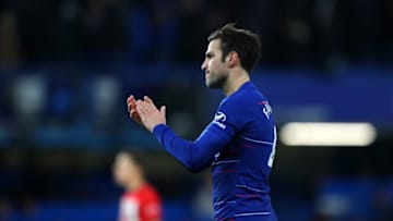 LONDON, ENGLAND - JANUARY 02: Cesc Fabregas of Chelsea applauds at the end of the Premier League match between Chelsea FC and Southampton FC at Stamford Bridge on January 2, 2019 in London, United Kingdom. (Photo by Catherine Ivill/Getty Images)