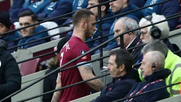 LONDON, ENGLAND - JANUARY 05: Marko Arnautovic of West Ham United reacts after being substituted during the FA Cup Third Round match between West Ham United and Birmingham City at The London Stadium on January 5, 2019 in London, United Kingdom. (Photo by Julian Finney/Getty Images)