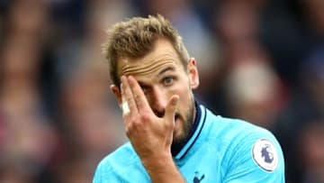 BRIGHTON, ENGLAND - OCTOBER 05: Harry Kane of Tottenham Hotspur reacts during the Premier League match between Brighton & Hove Albion and Tottenham Hotspur at American Express Community Stadium on October 05, 2019 in Brighton, United Kingdom. (Photo by Bryn Lennon/Getty Images)