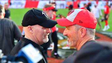 Atlanta Falcons, Dirk Koetter, Dan Quinn (Photo by Julio Aguilar/Getty Images)
