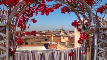 MARRAKECH, MOROCCO - MARCH 12: View over the roofs of the Medina from the rooftop of the Riad Rihani Hotel on March 12, 2020 in Marrakech, Morocco. (Photo by EyesWideOpen/Getty Images)