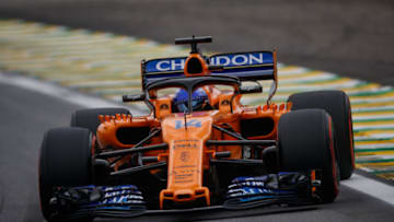 SAO PAULO, BRAZIL - NOVEMBER 10: Fernando Alonso of Spain driving the (14) McLaren F1 Team MCL33 Renault on track during qualifying for the Formula One Grand Prix of Brazil at Autodromo Jose Carlos Pace on November 10, 2018 in Sao Paulo, Brazil. (Photo by Lars Baron/Getty Images)