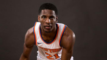 WHITE PLAINS, NY - SEPTEMBER 25: Damyean Dotson #21 of the New York Knicks is photographed at New York Knicks Media Day on September 25, 2017 in Greenburgh, New York. (Photo by Jeff Zelevansky/Getty Images)
