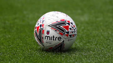 MANCHESTER, ENGLAND - SEPTEMBER 07: The Mitre matchball during the Barclays FA Women's Super League match between Manchester City and Manchester United at Etihad Stadium on September 07, 2019 in Manchester, United Kingdom. (Photo by Catherine Ivill/Getty Images)