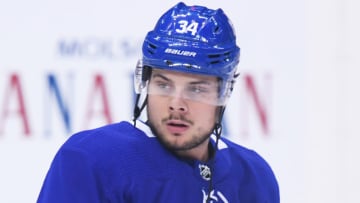 TORONTO, ON - NOVEMBER 28: Toronto Maple Leafs center Auston Matthews (34) skates during the warm up before a game between the San Jose Sharks and the Toronto Maple Leafs at the Scotiabank Arena in Toronto, Ontario Canada. (Photo by Nick Turchiaro/Icon Sportswire via Getty Images)