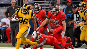 Dec 17, 2015; St. Louis, MO, USA; St. Louis Rams running back Benny Cunningham (36) runs the ball on a punt return against the Tampa Bay Buccaneers during the second half at the Edward Jones Dome. Mandatory Credit: Jasen Vinlove-USA TODAY Sports
