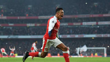 LONDON, ENGLAND - JANUARY 22: Alexis Sanchez of Arsenal celebrates scoring his team's second goal during the Premier League match between Arsenal and Burnley at the Emirates Stadium on January 22, 2017 in London, England. (Photo by Shaun Botterill/Getty Images)