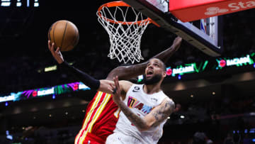 Caleb Martin #16 of the Miami Heat shoots against the Atlanta Hawks during the fourth quarter of the game at Miami-Dade Arena (Photo by Megan Briggs/Getty Images)