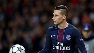 PARIS, FRANCE - FEBRUARY 14: Julian Draxler of Paris Saint-Germain looks on during the UEFA Champions League Round of 16 first leg match between Paris Saint-Germain and FC Barcelona at Parc des Princes on February 14, 2017 in Paris, France. (Photo by Clive Rose/Getty Images)