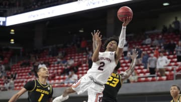 Jan 26, 2021; Auburn, Alabama, USA; Auburn basketball guard Sharife Cooper (2) shoots against the Missouri Tigers during the first half at Auburn Arena. Mandatory Credit: John Reed-USA TODAY Sports