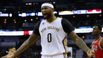 NEW ORLEANS, LA - APRIL 02: DeMarcus Cousins #0 of the New Orleans Pelicans reacts during the first half of a game against the Chicago Bulls at the Smoothie King Center on April 2, 2017 in New Orleans, Louisiana. (Photo by Jonathan Bachman/Getty Images)