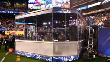 Feb 2, 2014; East Rutherford, NJ, USA; A general view from behind the FOX Sports studio on the field before Super Bowl XLVIII between the Seattle Seahawks and the Denver Broncos at MetLife Stadium. Mandatory Credit: Mark J. Rebilas-USA TODAY Sports