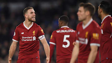 BRIGHTON, ENGLAND - DECEMBER 02: Jordan Henderson of Liverpool reacts during the Premier League match between Brighton and Hove Albion and Liverpool at Amex Stadium on December 2, 2017 in Brighton, England. (Photo by Mike Hewitt/Getty Images)