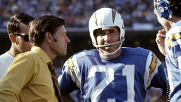 Kansas football star John Hadl playing with the Chargers in 1970. (Photo by Charles Aqua Viva/Getty Images)