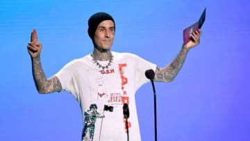 UNSPECIFIED - AUGUST 2020: Travis Barker speaks onstage during the 2020 MTV Video Music Awards, broadcast on Sunday, August 30th 2020. (Photo by Kevin Winter/MTV VMAs 2020/Getty Images for MTV)