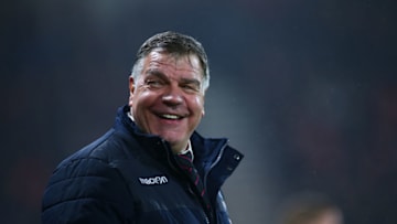 January 31st 2017, Vitality Stadium, Bournemouth, Dorset, England; EPL Premier league football, Bournemouth versus Crystal Palace; Crystal Palace Manager Sam Allardyce shares a joke with a Bournemouth fan during the second half (Photo by Mark Kerton/Action Plus via Getty Images)