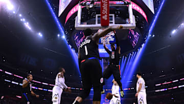 LA Clippers Paul George and Reggie Jackson (Photo by Harry How/Getty Images)