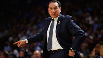 GREENVILLE, SC - MARCH 19: Head coach Mike Krzyzewski of the Duke Blue Devils reacts in the first half against the South Carolina Gamecocks during the second round of the 2017 NCAA Men's Basketball Tournament at Bon Secours Wellness Arena on March 19, 2017 in Greenville, South Carolina. (Photo by Gregory Shamus/Getty Images)