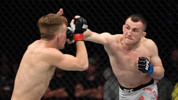 OTTAWA, ON - MAY 04: (R-L) Merab Dvalishvili of Georgia punches Brad Katona of Canada in their bantamweight bout during the UFC Fight Night event at Canadian Tire Centre on May 4, 2019 in Ottawa, Ontario, Canada. (Photo by Jeff Bottari/Zuffa LLC/Zuffa LLC via Getty Images)