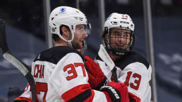 New Jersey Devils center Nico Hischier (13): (Dennis Schneidler-USA TODAY Sports)