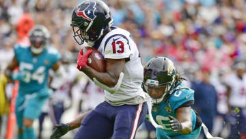 Jacksonville Jaguars cornerback Shaquill Griffin (26) can't catch up to Houston Texans wide receiver Brandin Cooks (13) as he takes a pass in for a touchdown during first quarter action. The Jacksonville Jaguars hosted the Houston Texans at TIAA Bank Field in Jacksonville, Florida Sunday, December 19, 2021. [Bob Self/Florida Times-Union]Jki 121921 Bsjagsvstexans 22