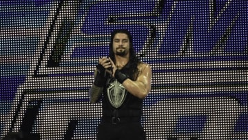 MIAMI, FL- SEPTEMBER 01: Roman Reigns looks on during the WWE Smackdown on September 1, 2015 at the American Airlines Arena in Miami, Florida. (Photo by Ron ElkmanSports Imagery/Getty Images)