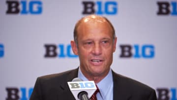 CHICAGO, IL - JULY 25: Nebraska Football head coach Mike Riley takes questions during the Big 10 Football Media Days on July 25, 2017 at Hyatt Regency McCormick Place in Chicago, Illinois. (Photo by Robin Alam/Icon Sportswire via Getty Images)