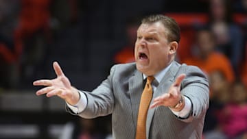 CHAMPAIGN, IL - FEBRUARY 23: Illinois Fighting Illini Head Coach Brad Underwood reacts after a play during the Big Ten Conference college basketball game between the Penn State Nittany Lions and the Illinois Fighting Illini on February 23, 2019, at the State Farm Center in Champaign, Illinois. (Photo by Michael Allio/Icon Sportswire via Getty Images)