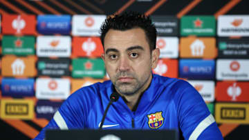 ISTANBUL, TURKIYE - MARCH 16: Xavi Hernandez head coach of Barcelona attends a press conference ahead of the UEFA Europa League round of 16 match between Galatasaray and Barcelona at Nef Stadium in Istanbul, Turkiye on March 16, 2022. (Photo by Onur Coban/Anadolu Agency via Getty Images)