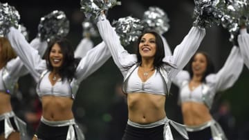 Nov 21, 2016; Mexico City, MEX; Oakland Raiders raiderette cheerleaders perform during a NFL International Series game against the Houston Texans at Estadio Azteca. Mandatory Credit: Kirby Lee-USA TODAY Sports