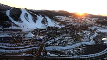 PYEONGCHANG-GUN, SOUTH KOREA - JANUARY 27: The sunset is seen at the Alpensia Resort, venue for the MPC (Main Press Centre) ahead of PyeongChang 2018 Winter Olympic Games on January 27, 2018 in Pyeongchang-gun, South Korea. (Photo by Chung Sung-Jun/Getty Images)