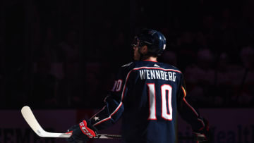 COLUMBUS, OH - MARCH 22: Alexander Wennberg #10 of the Columbus Blue Jackets takes the ice before a game against the Florida Panthers on March 22, 2018 at Nationwide Arena in Columbus, Ohio. (Photo by Jamie Sabau/NHLI via Getty Images) *** Local Caption *** Alexander Wennberg